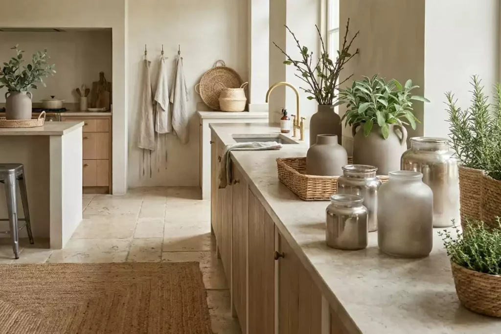 cuisine moderne sol travertin
