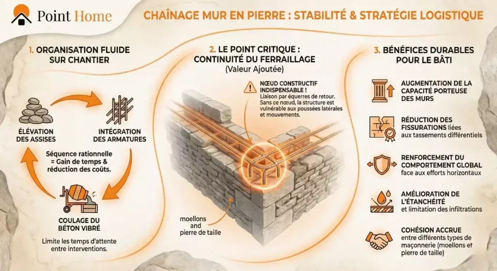chainage mur pierre ancien