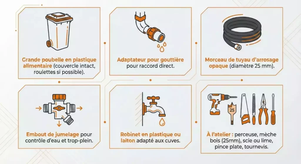 fabriquer recuperateur deau de pluie maison avec poubelle