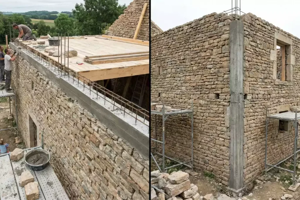 renforcer mur en pierre chainage