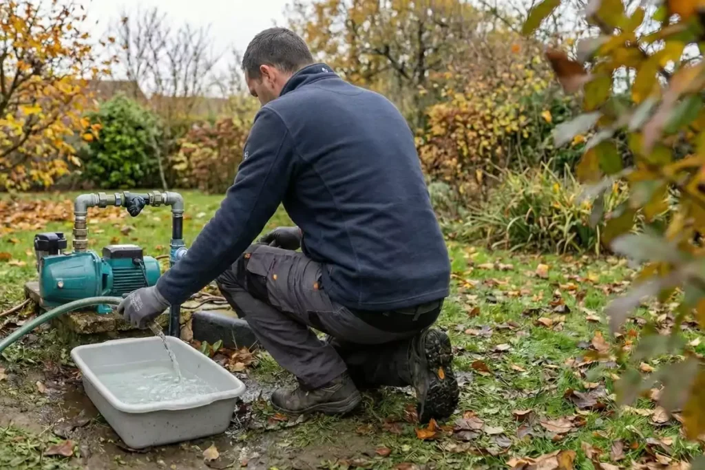 mise en place pompe de relevage eau de pluie