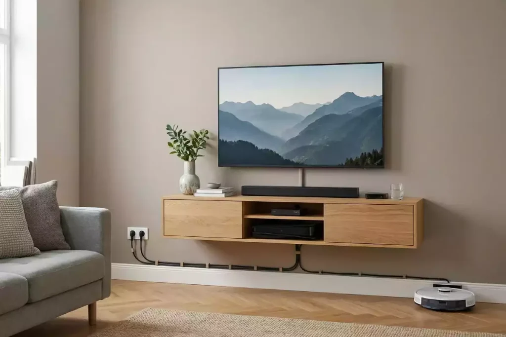 astuce cacher cables tv mur