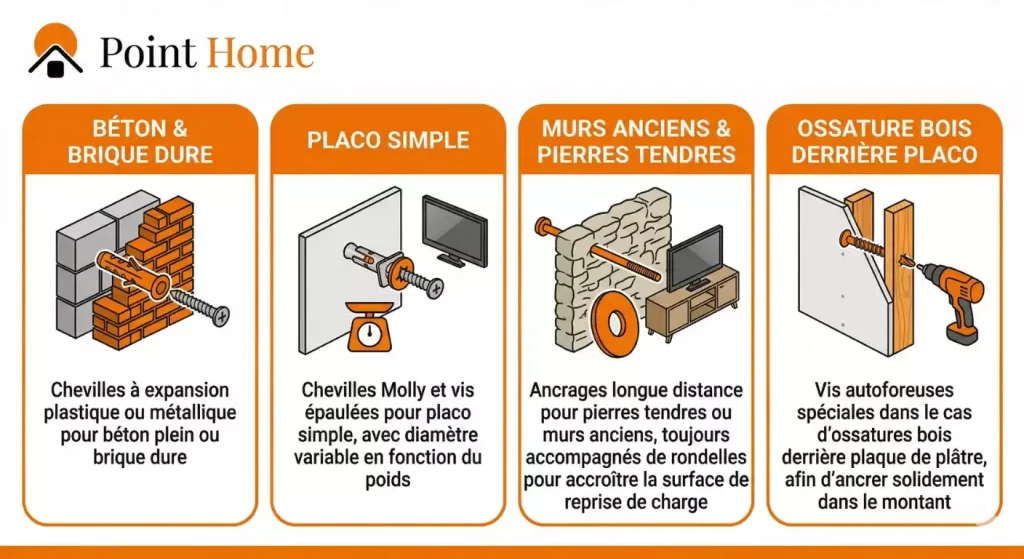 fixation meuble tv mur