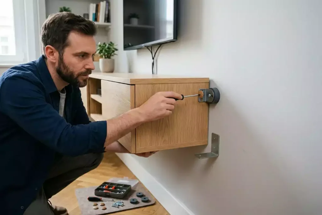 installer meuble tv mural