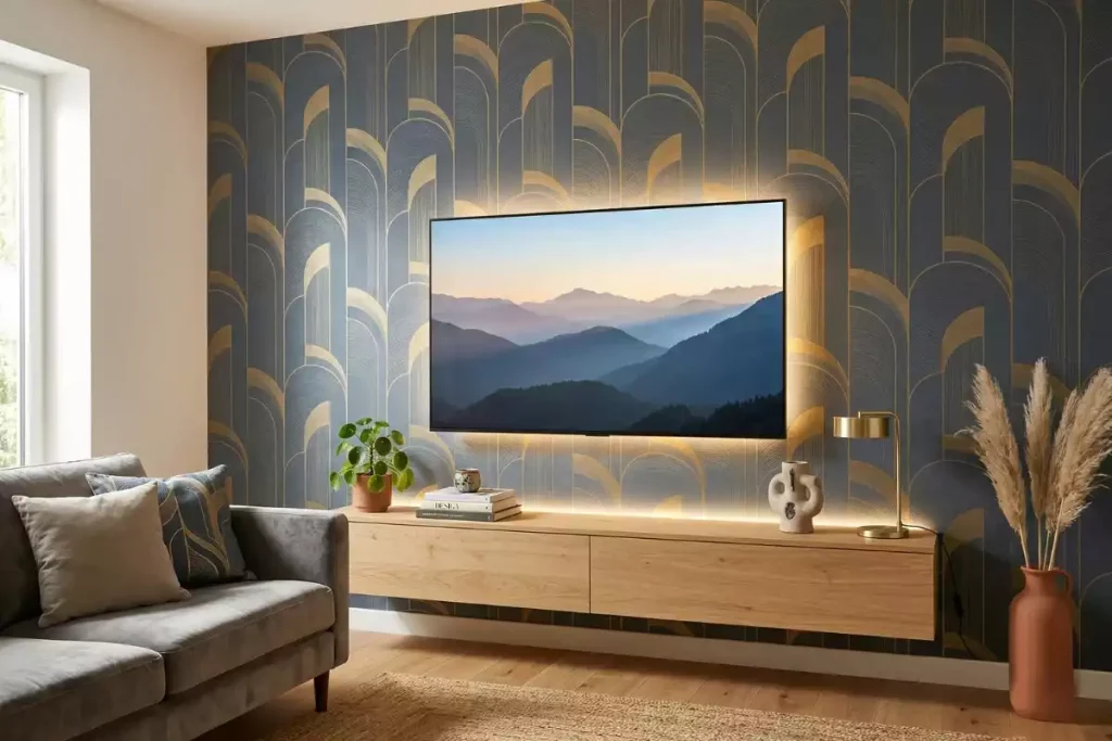 déco mur derrière tv papier peint
