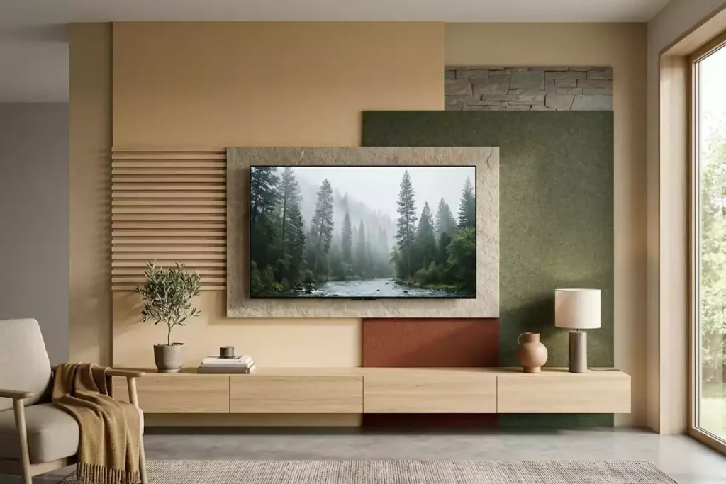 idée papier peint mur derrière tv