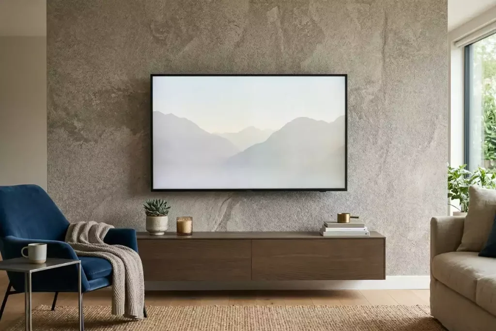 papier peint mur derrière tv habillage