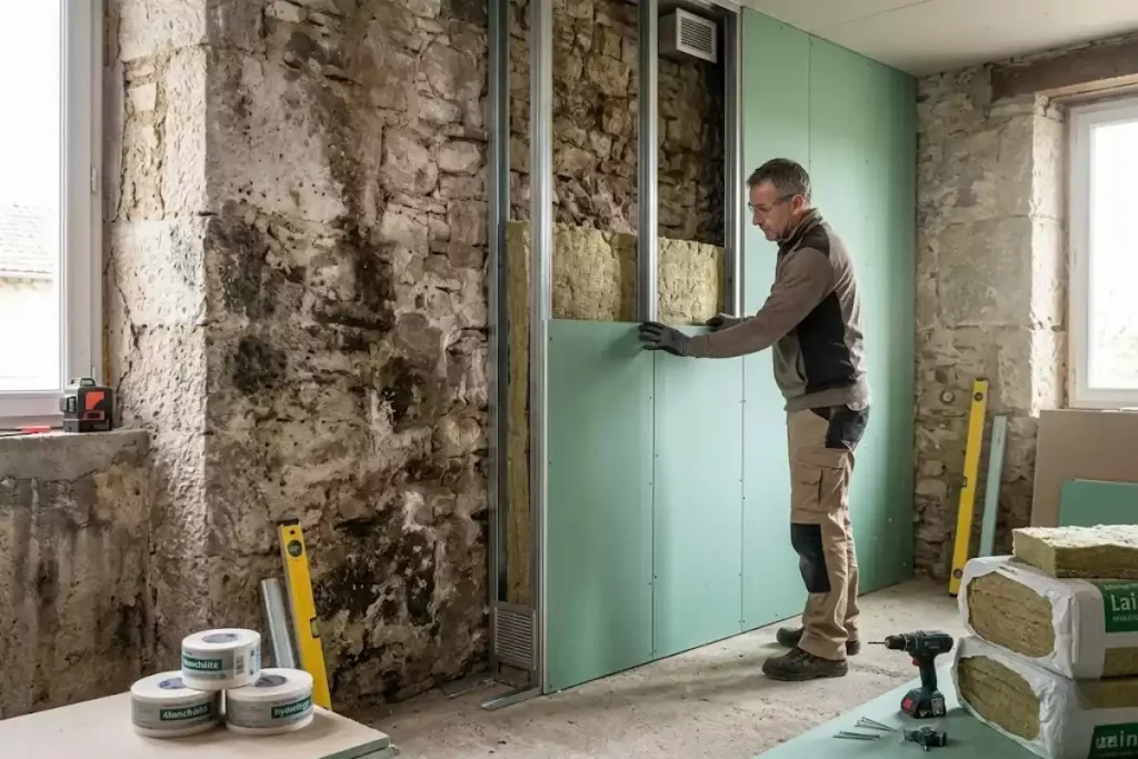 comment poser placo sur mur humide