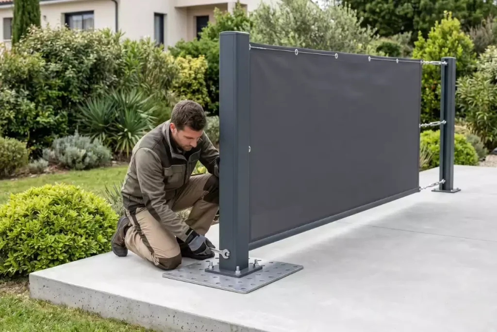 fixer un store brise vue retractable sans mur