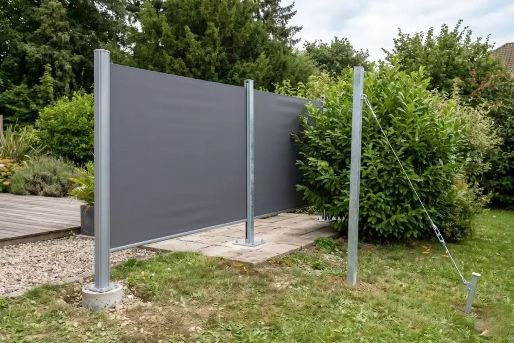 idee pour fixer un brise vue retractable sans mur