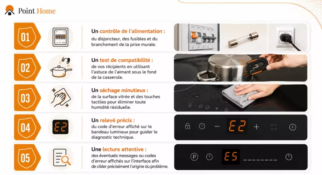 plaque induction qui clignote mais ne chauffe pas