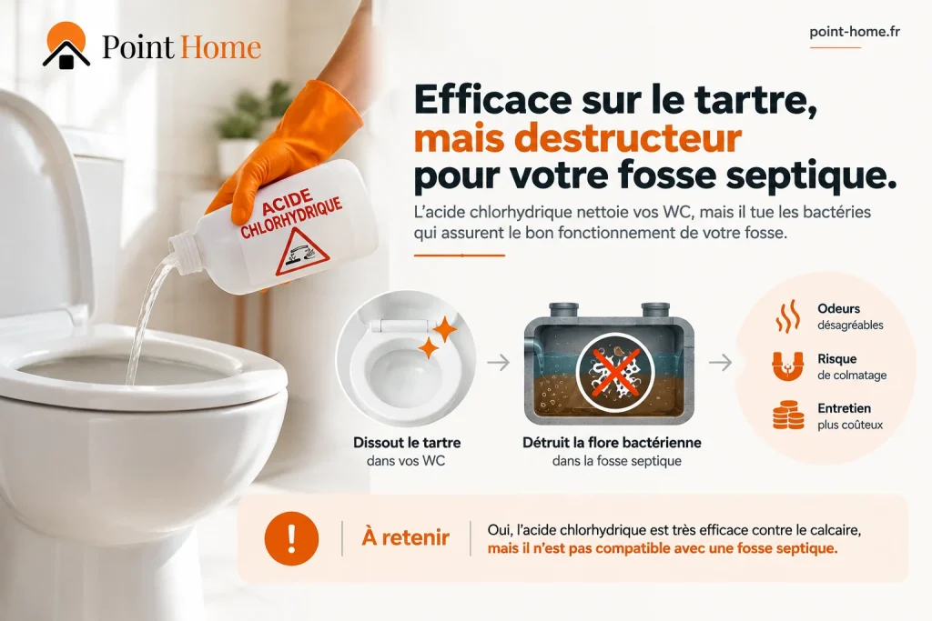 Acide chlorhydrique et fosse septique : danger